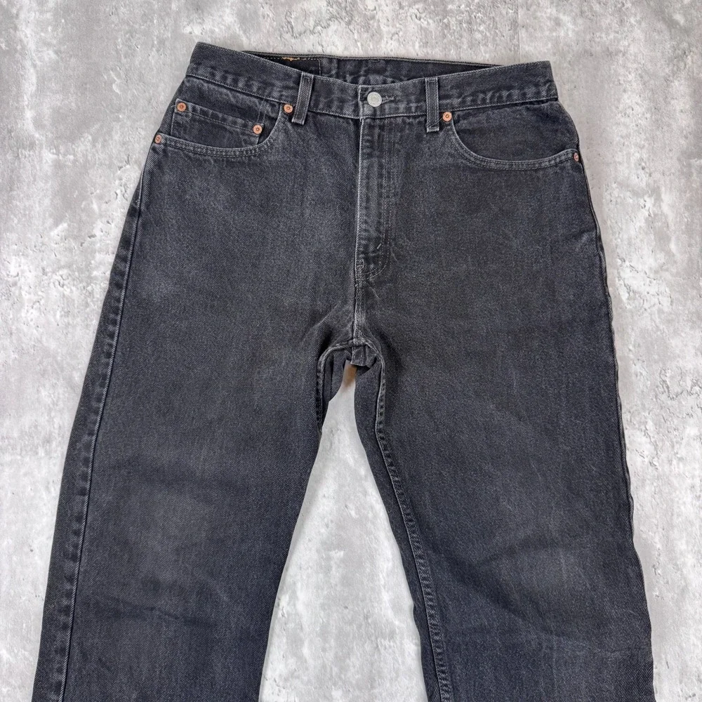 Vintage Levis 505 Jeans‎ 34x30 (33x30) Black Straight Leg USA Denim Distressed